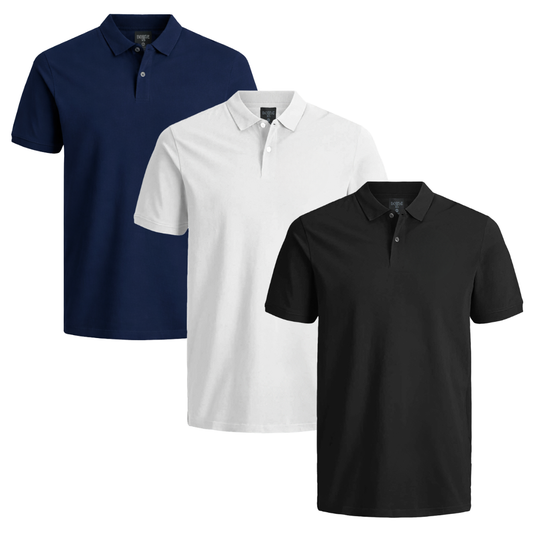 POLOS PACK X3 PREMIUM - AZUL OSCURO, BLANCO Y NEGRO | Doble XL Tallas Grandes