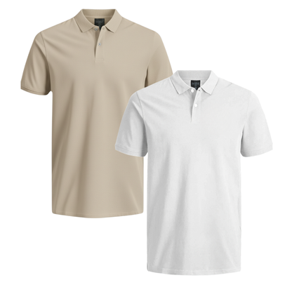 POLOS PACK X2 PLUS - BEIGE Y BLANCO | Doble XL Tallas Grandes